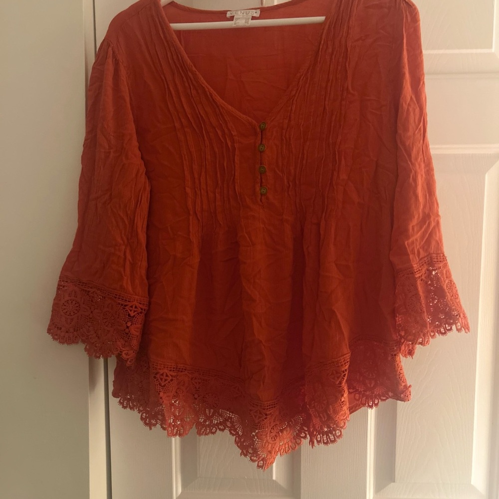 VENUS Burnt Orange Lace Blouse